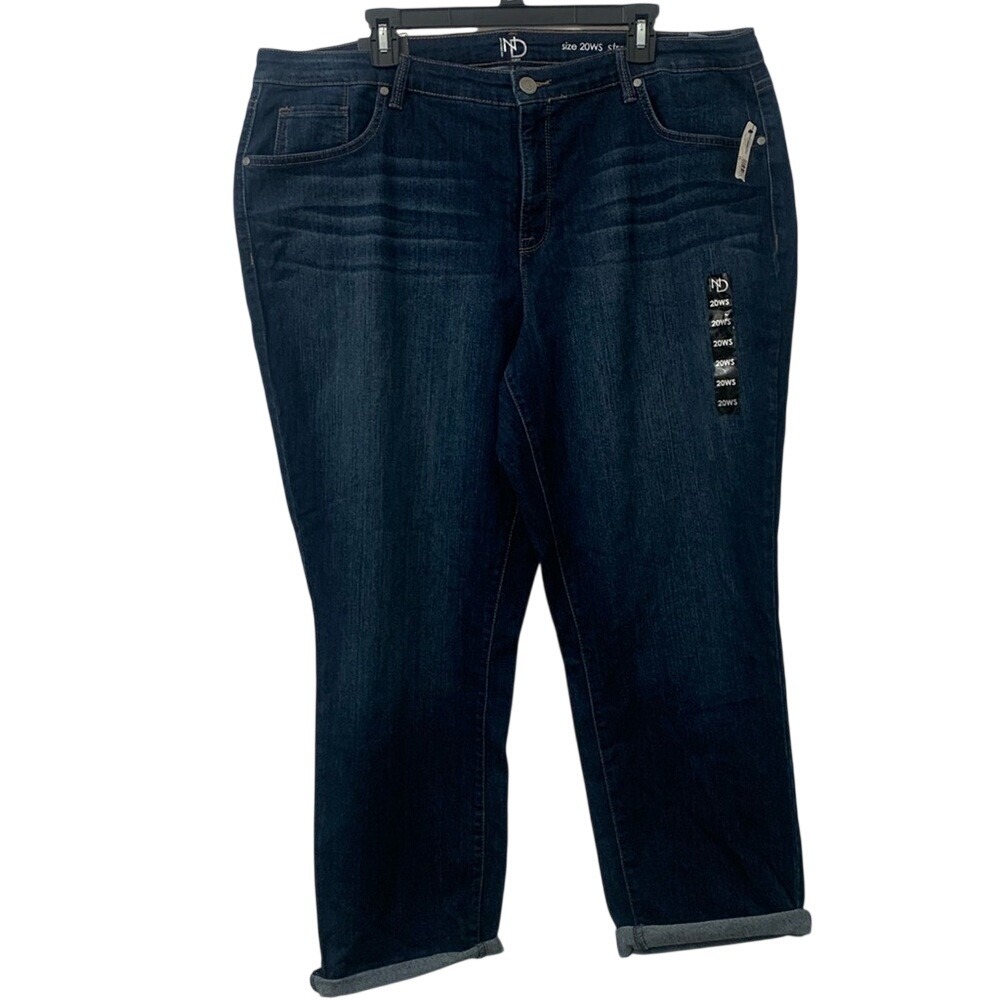 New Directions Curvy Straight Leg Jeans Pecos Wash Dark Blue Womens 20WS‎ NWT